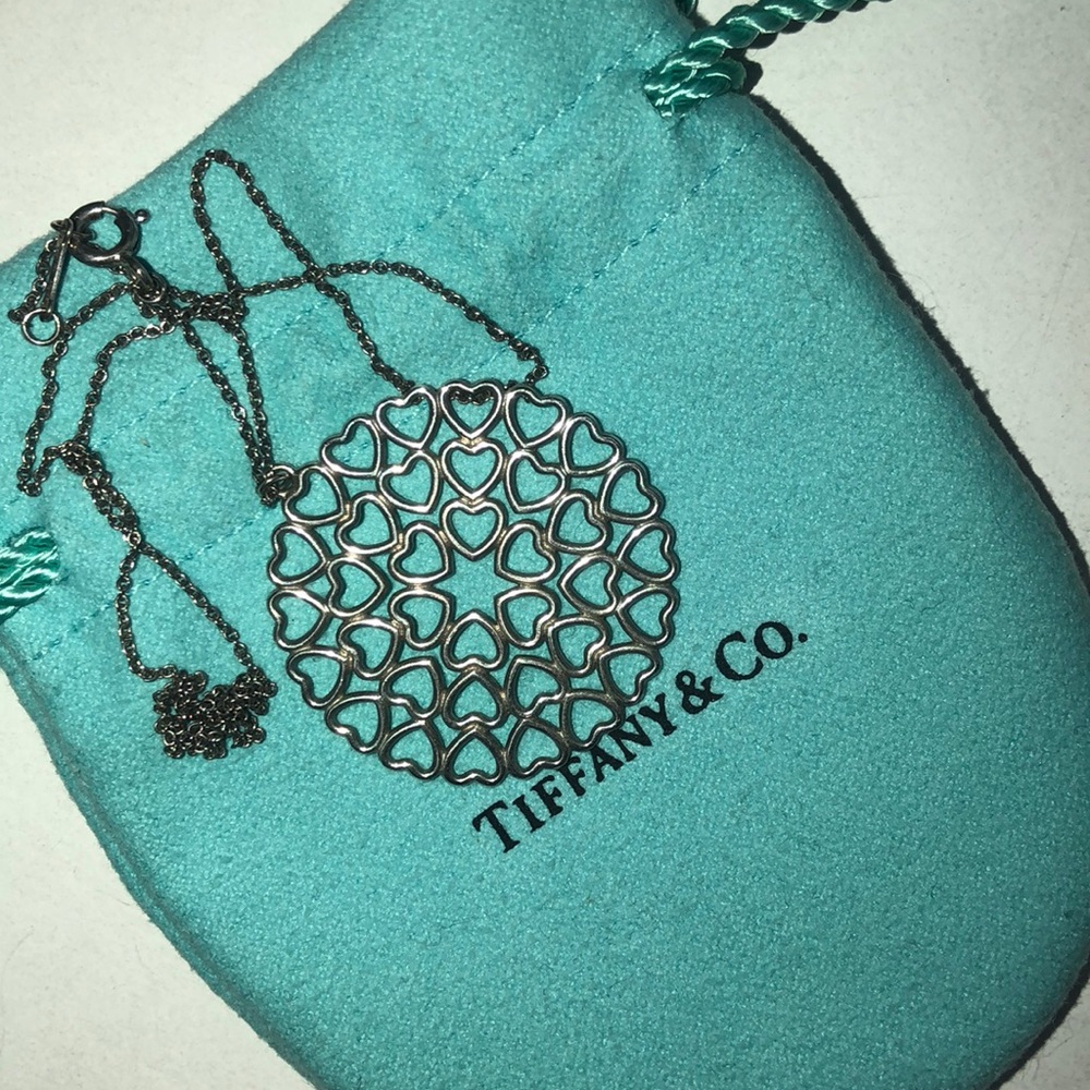 Authentic Tiffany Open Heart Pendant Necklace